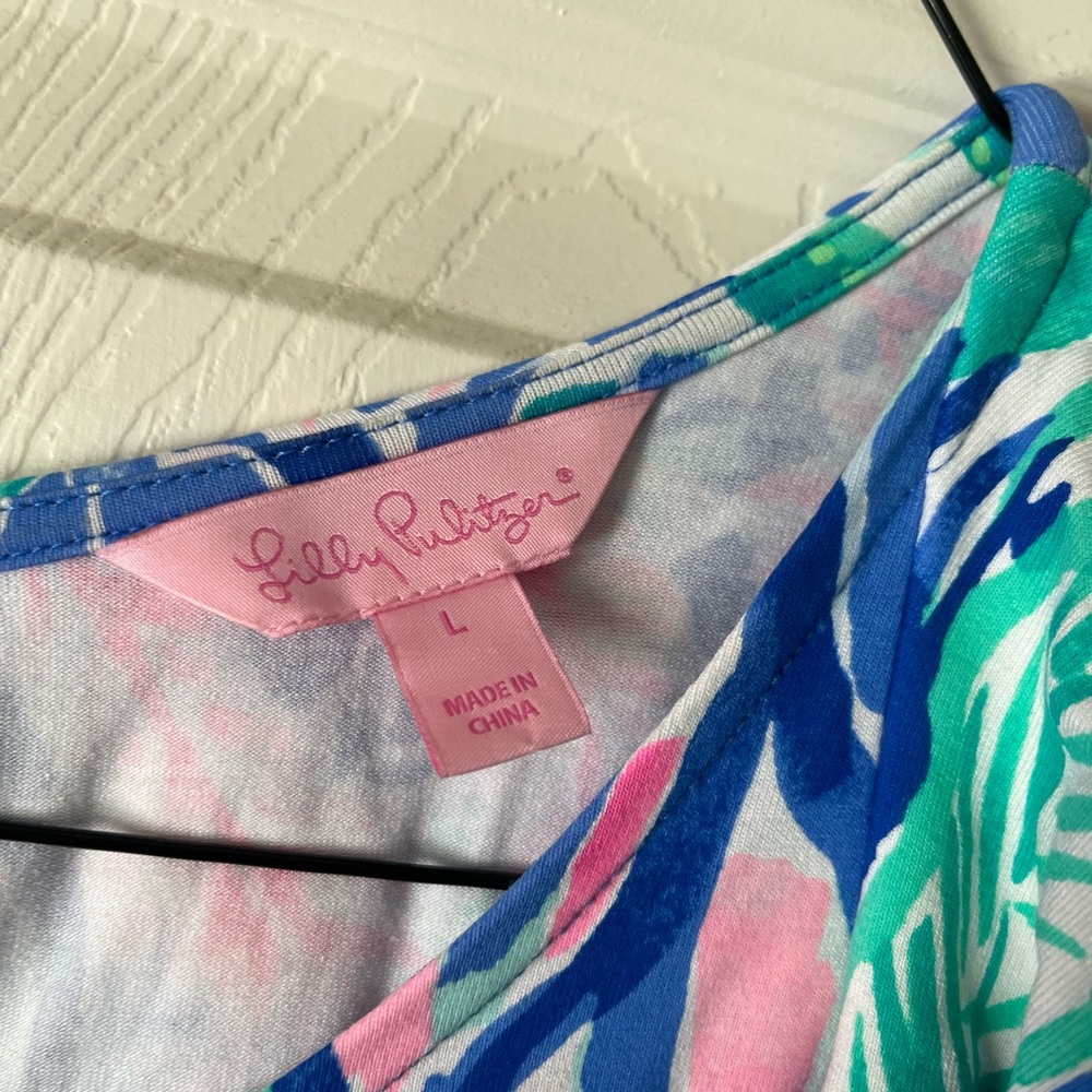 Lilly Pulitzer large sundress with ruffle cap sleeves.
